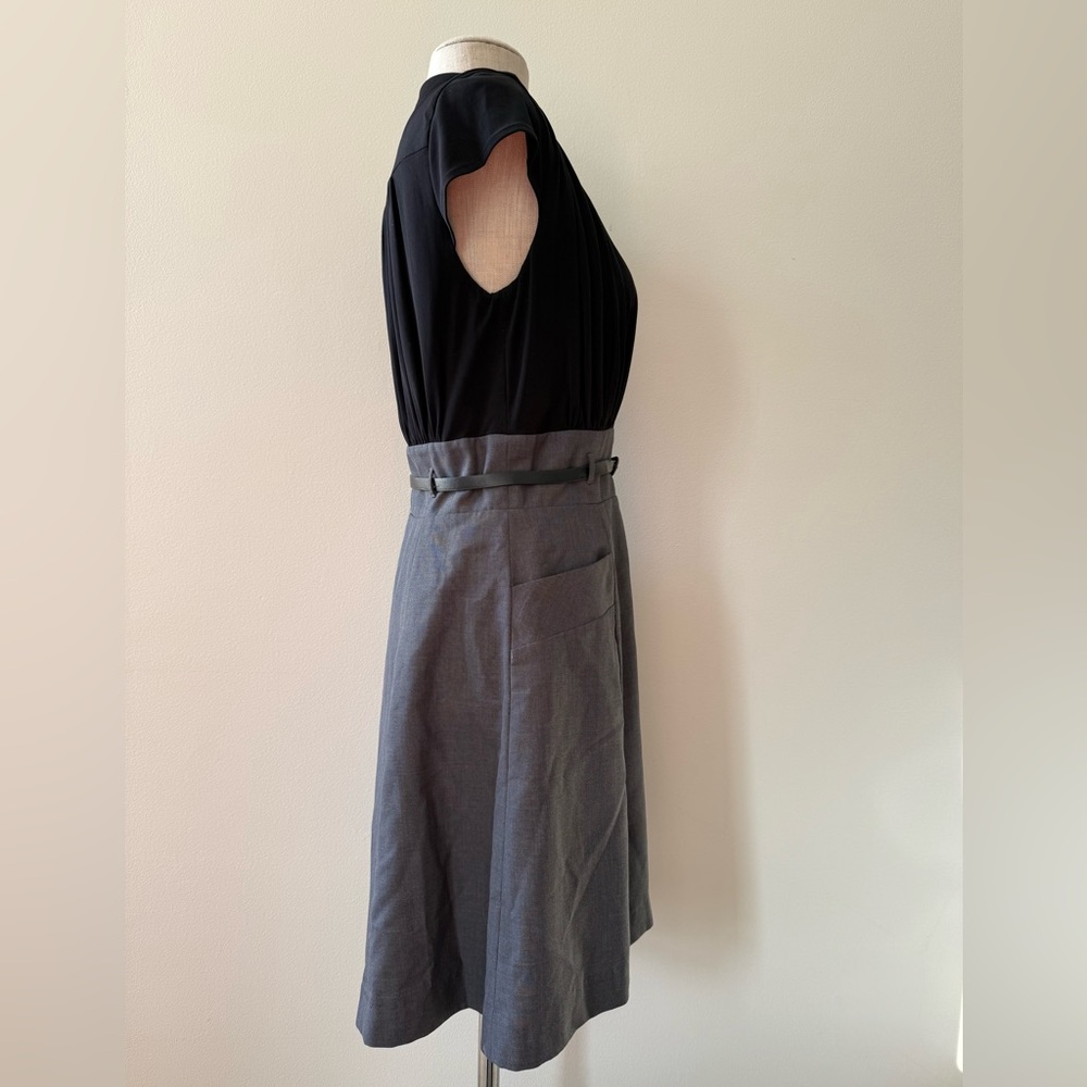 Calvin Klein Black Top with Gray Skirt Belted Dress - Picture 6 of 7